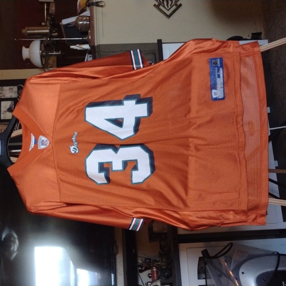 Vintage Reebok NFL Miami Dolphins Ricky Williams Football Orange Jersey